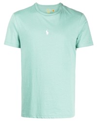 Мужская мятная футболка с круглым вырезом с вышивкой от Polo Ralph Lauren