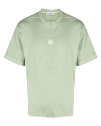 Мужская мятная футболка с круглым вырезом с вышивкой от Stone Island