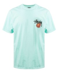 Мужская мятная футболка с круглым вырезом с вышивкой от Stussy