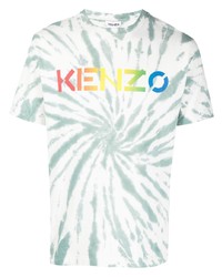 Мужская мятная футболка с круглым вырезом с принтом тай-дай от Kenzo