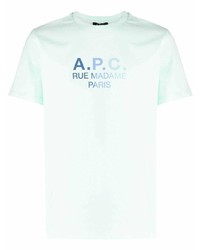 Мужская мятная футболка с круглым вырезом с принтом от A.P.C.