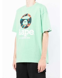 Мужская мятная футболка с круглым вырезом с принтом от AAPE BY A BATHING APE