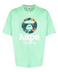 Мужская мятная футболка с круглым вырезом с принтом от AAPE BY A BATHING APE