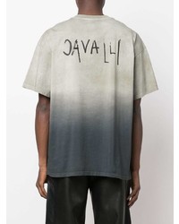 Мужская мятная футболка с круглым вырезом с принтом от Roberto Cavalli
