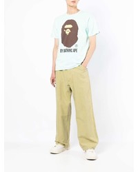 Мужская мятная футболка с круглым вырезом с принтом от A Bathing Ape