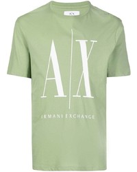 Мужская мятная футболка с круглым вырезом с принтом от Armani Exchange