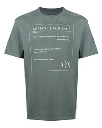 Мужская мятная футболка с круглым вырезом с принтом от Armani Exchange