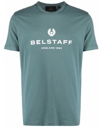 Мужская мятная футболка с круглым вырезом с принтом от Belstaff