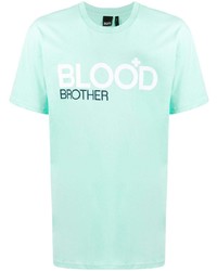 Мужская мятная футболка с круглым вырезом с принтом от Blood Brother
