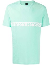 Мужская мятная футболка с круглым вырезом с принтом от BOSS HUGO BOSS