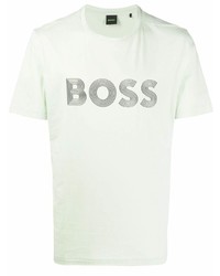 Мужская мятная футболка с круглым вырезом с принтом от BOSS