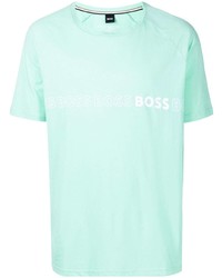 Мужская мятная футболка с круглым вырезом с принтом от BOSS