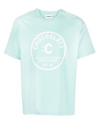 Мужская мятная футболка с круглым вырезом с принтом от Chocoolate