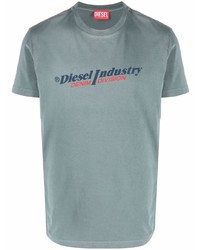 Мужская мятная футболка с круглым вырезом с принтом от Diesel