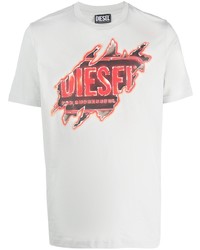 Мужская мятная футболка с круглым вырезом с принтом от Diesel