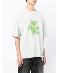 Мужская мятная футболка с круглым вырезом с принтом от Maison Mihara Yasuhiro