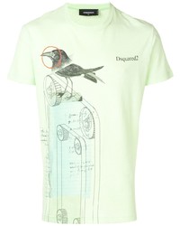 Мужская мятная футболка с круглым вырезом с принтом от DSQUARED2