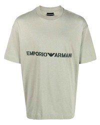 Мужская мятная футболка с круглым вырезом с принтом от Emporio Armani