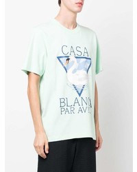 Мужская мятная футболка с круглым вырезом с принтом от Casablanca