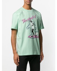 Мужская мятная футболка с круглым вырезом с принтом от McQ Alexander McQueen