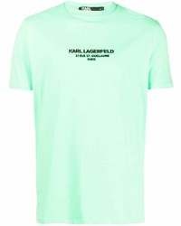 Мужская мятная футболка с круглым вырезом с принтом от Karl Lagerfeld