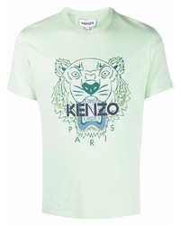 Мужская мятная футболка с круглым вырезом с принтом от Kenzo