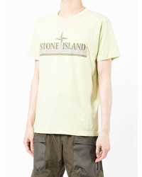 Мужская мятная футболка с круглым вырезом с принтом от Stone Island