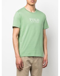 Мужская мятная футболка с круглым вырезом с принтом от Polo Ralph Lauren
