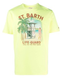 Мужская мятная футболка с круглым вырезом с принтом от MC2 Saint Barth