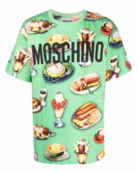 Мужская мятная футболка с круглым вырезом с принтом от Moschino