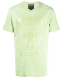 Мужская мятная футболка с круглым вырезом с принтом от Moschino