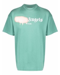 Мужская мятная футболка с круглым вырезом с принтом от Palm Angels