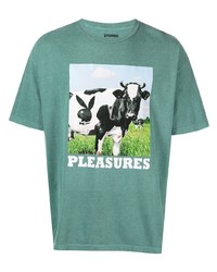 Мужская мятная футболка с круглым вырезом с принтом от Pleasures