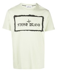 Мужская мятная футболка с круглым вырезом с принтом от Stone Island