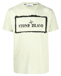 Мужская мятная футболка с круглым вырезом с принтом от Stone Island