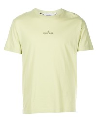 Мужская мятная футболка с круглым вырезом с принтом от Stone Island