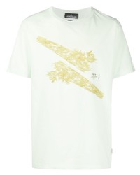 Мужская мятная футболка с круглым вырезом с принтом от Stone Island Shadow Project