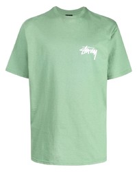 Мужская мятная футболка с круглым вырезом с принтом от Stussy