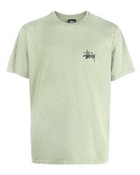 Мужская мятная футболка с круглым вырезом с принтом от Stussy