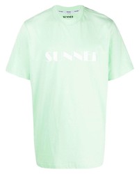 Мужская мятная футболка с круглым вырезом с принтом от Sunnei