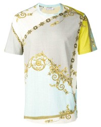 Мужская мятная футболка с круглым вырезом с принтом от Versace Collection