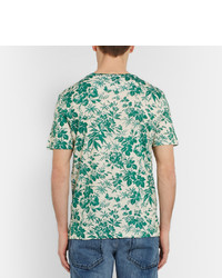 Мужская мятная футболка с круглым вырезом с цветочным принтом от Gucci