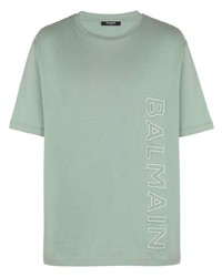 Мужская мятная футболка с круглым вырезом от Balmain