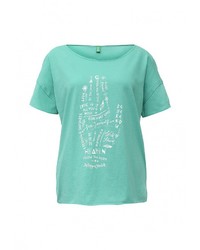 Женская мятная футболка с принтом от United Colors of Benetton