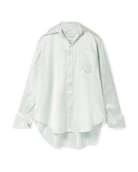 Женская мятная шелковая классическая рубашка от Matthew Adams Dolan