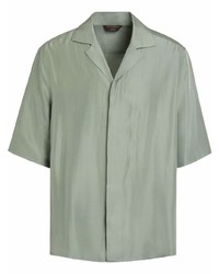 Мужская мятная шелковая рубашка с коротким рукавом от Zegna