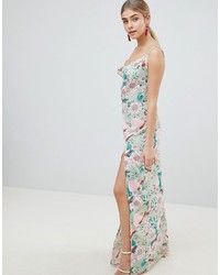 Мятное вечернее платье с цветочным принтом от PrettyLittleThing