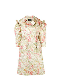 Женское мятное пальто из парчи с цветочным принтом от Simone Rocha
