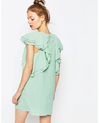 Мятное платье прямого кроя с рюшами от Asos