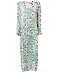 Мятное шелковое платье-макси с украшением от Tory Burch